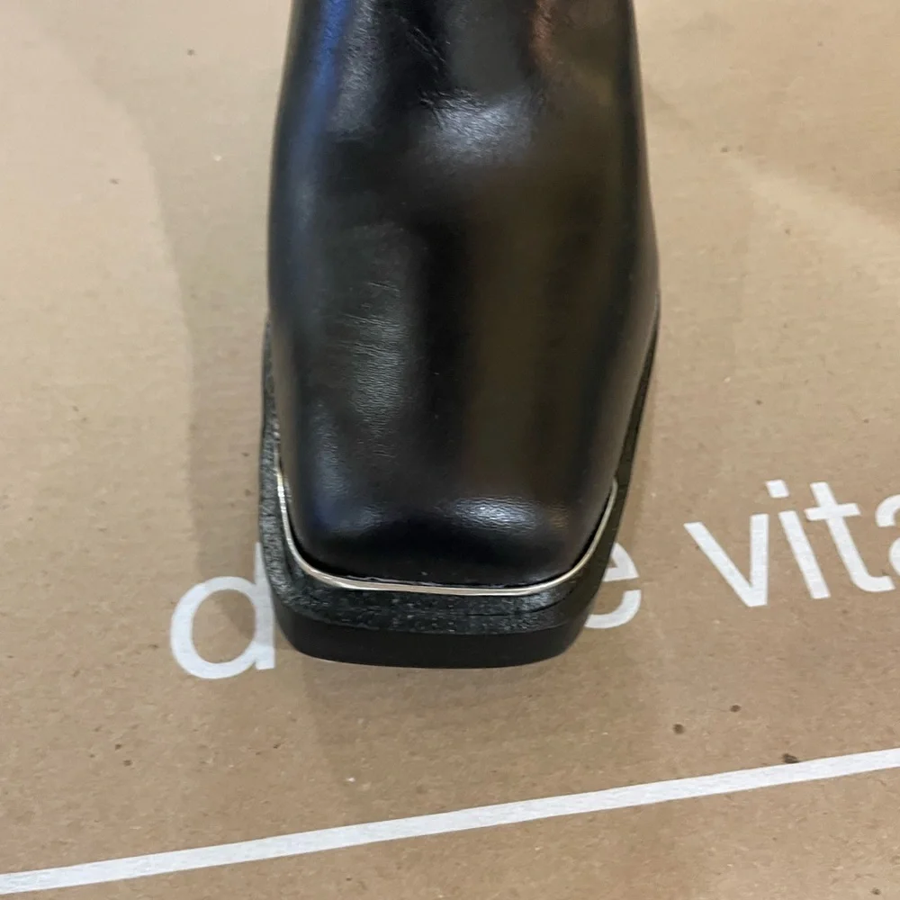 Dolce Vita Black Heeled Boots with Buckle Detail - Picture 5 of 9